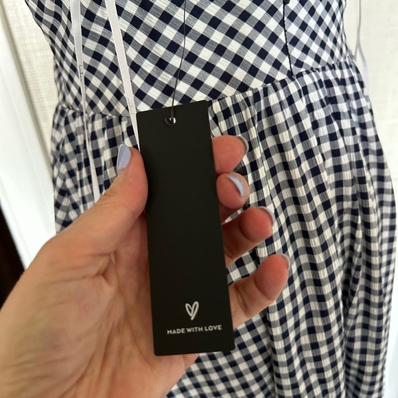 NWT Lulu’s navy gingham dress - Picture 9 of 13